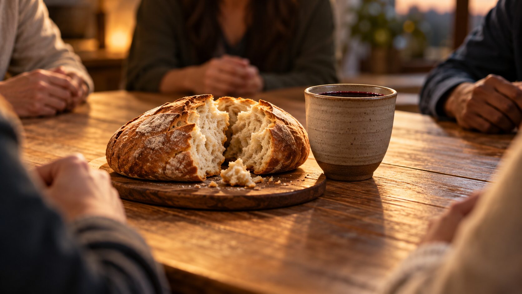 Bread and the cup shared among believers at the Lord’s Supper